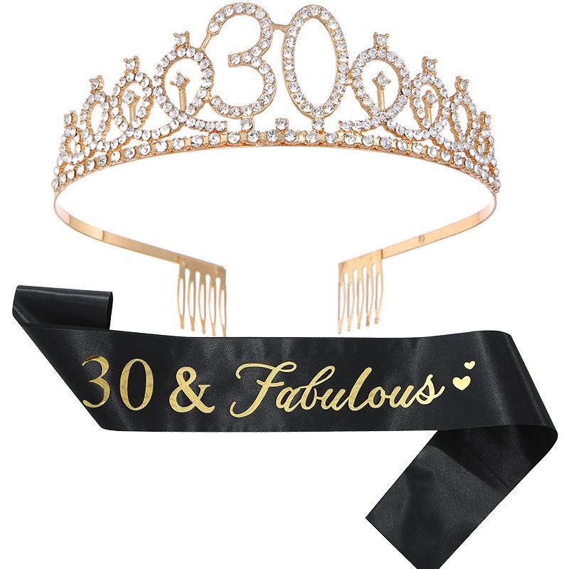Europäische und Amerikanische Mode Legierung Digitale Krone Stirnband Digitaler Geburtstag Schultergurt Set Geburtstagsparty Ball Kopfschmuck für Mädchen