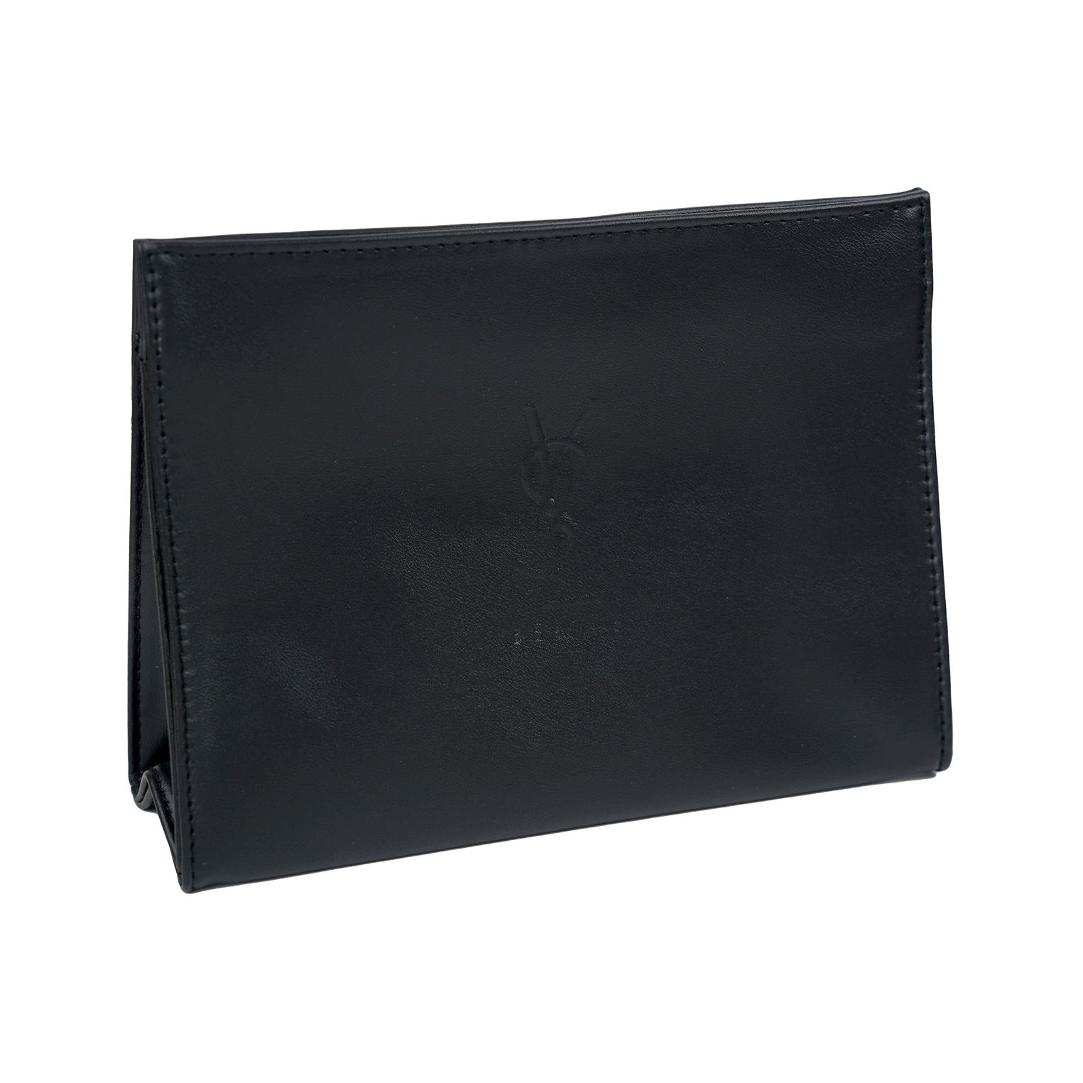 

SAINT LAURENT Матовые Черные Треугольные Косметички из Кожи Портативные Нежные #Matte Leather Black Triangle Makeup Bag