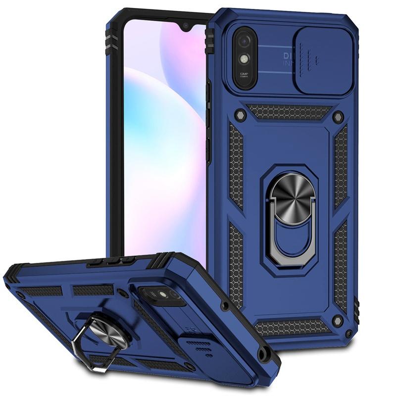 

Чехол для Xiaomi Redmi 9A Чехол Armor Слайдер Защита камеры Чехол для телефона для Redmy 9A 9 A Redmi9A Кольцо-подставка Ударопрочная задняя крышка for Redmi 9A синий