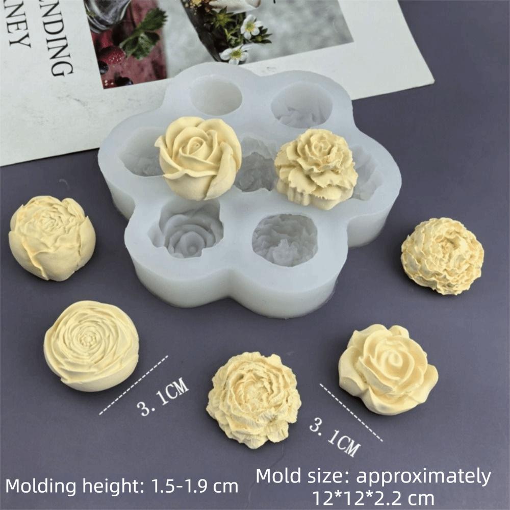 7-fache Schokoladenkuchen-Backform 3D Rose Pfingstrose Kerze Seife Form Neue Blumen Silikonformen