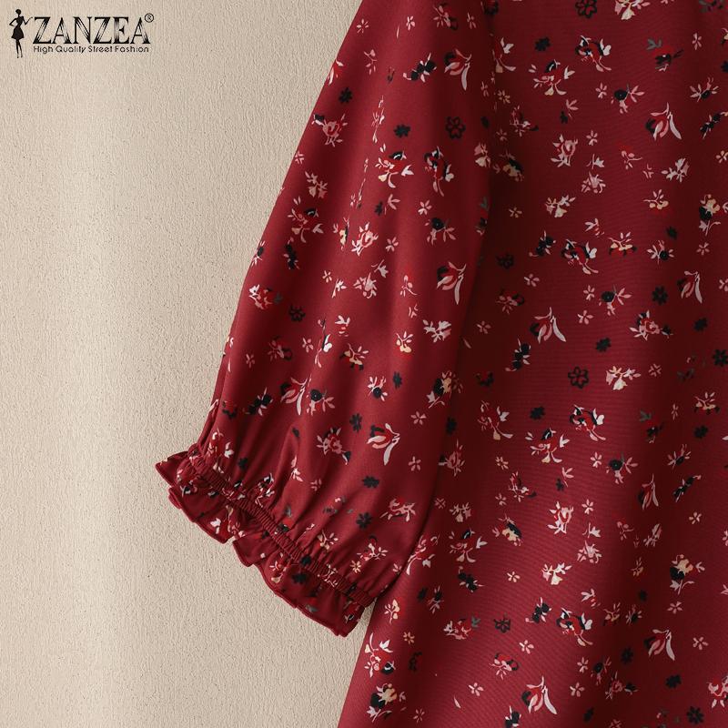 ZANZEA Women Casual Round Neck Short Sleeve Summer Floral Print Blouse