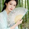 Foldable Bamboos Fan With Flowing Tassels Imitation Silk Handheld Fan For Cooling And Decorative Purposes Holiday Gift