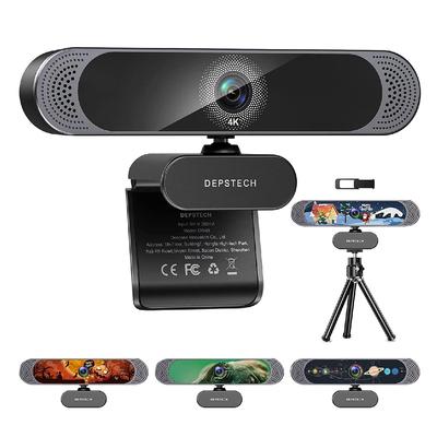 Webcam 4K Autofokus 8 Megapixel 2025 Upgrade-Version DEPSTECH Webcam UHD-Bildqualität Doppelmikrofone Automatische Blitzkompensation USB-Anschluss PC