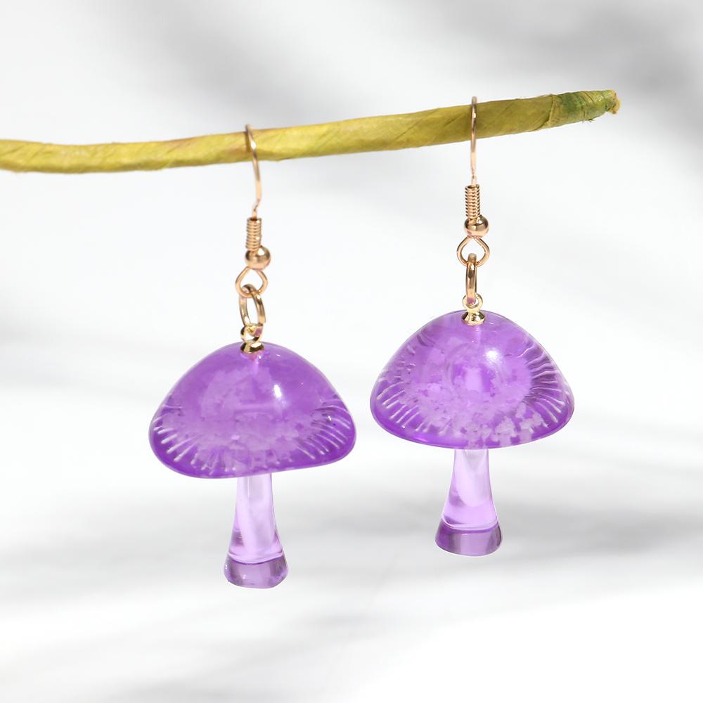 Colorful Clear Mushroom Acrylic Pendant Earrings for Women New Resin Glowing in The Dark Drop Earring Creative Jewelry Gift