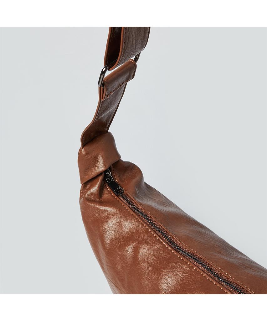 The Green Lab Faux Leather Hobo Crossbody Bag [Brown]