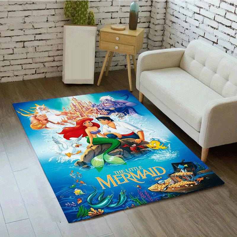 1pc Mermaid Pattern Area Rug Soft Flannel Floor Mat for Living Room,Office,Bedroom and Carpet,Sofa Coffee Table Floor Mat
