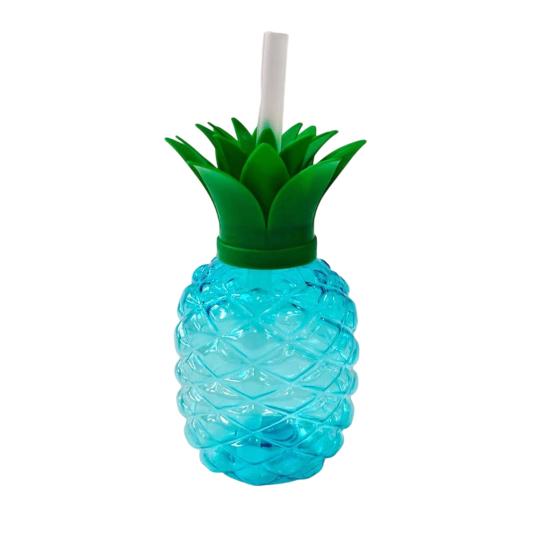 Pineapple Plastic Cup with Lid & Straw 500ml Strawberry Iced Coffee Wine Tea Mug Fruit Shaped Tumbler for Party Wedding Birthday