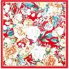 Women Twill Silk Shawl Large Square Scarf 130*130cm Rose Floral Design Oversize Scarves Lady Gifts Present Scarves