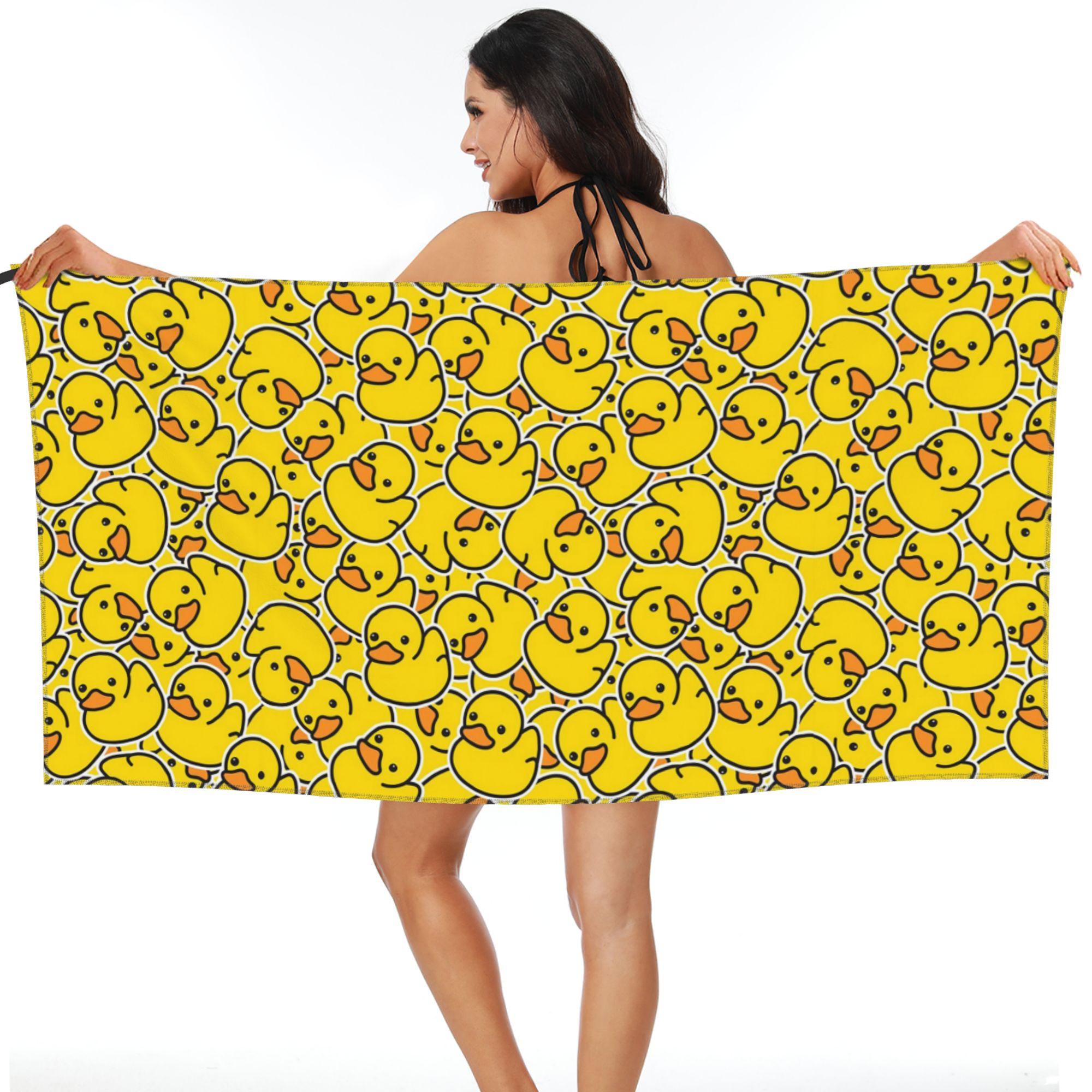 

Yellow Duck Pattern Beach Towel Soft Microfiber Quick Dry Absorbent Quick Towels For Pool W40*H60(CM)