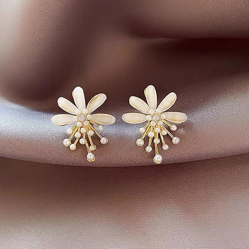 S925 silver needle opal stud earrings femininity geometric love premium earrings ins style Korean earrings collection