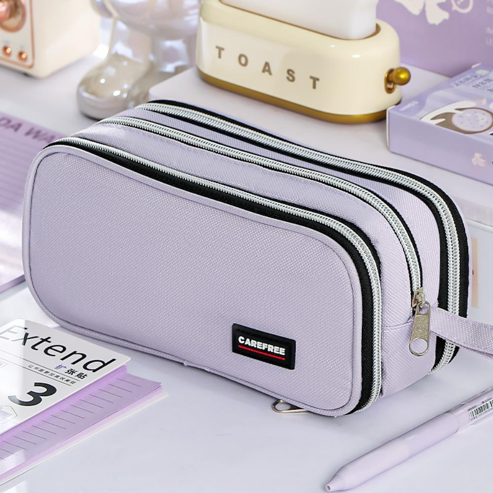 Large Capacity Pencil Case Zipper Design Stationery Organizer High Aesthetic Pen Bag School Office