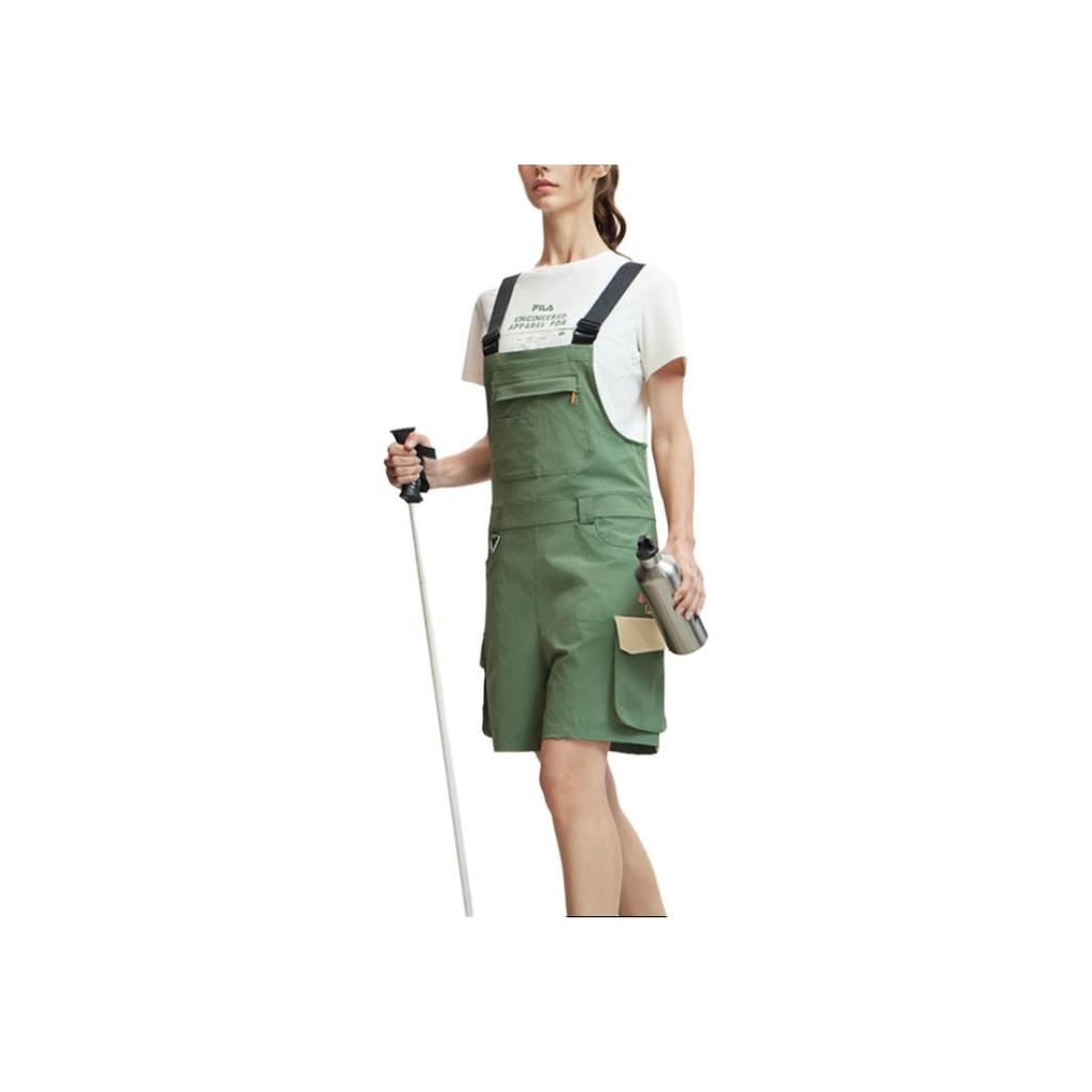 FILA Solid Color Simple Mid Waist Loose Strap Five Point Casual Shorts Women shorts Green A11W427709F-GN
