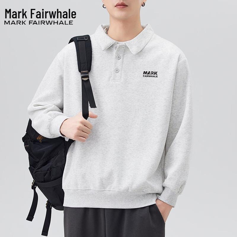 Mark Fairwhale Men's Casual Loose-Fit Collared Sweatshirt
