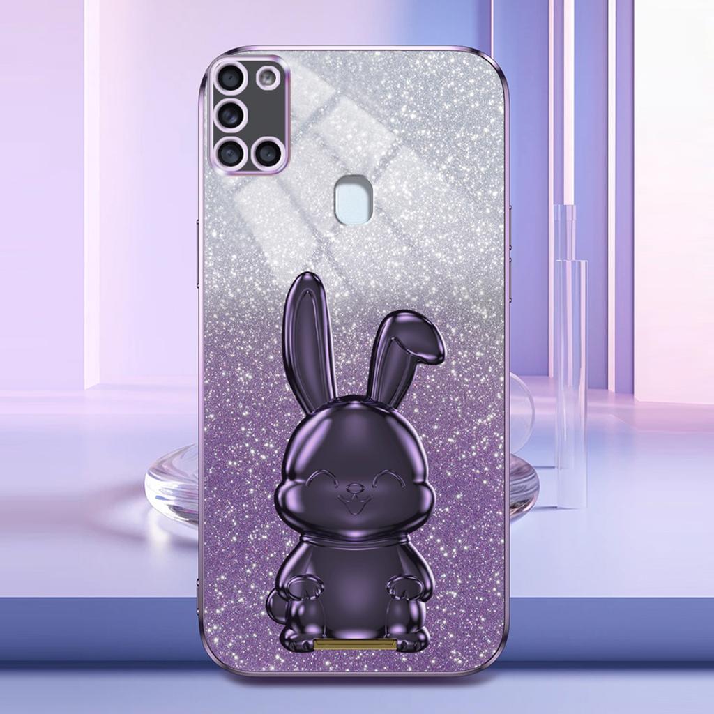 Phone Cover for Samsung Galaxy A21s,Lovely Rabbit Pull-out Kickstand Back Shell