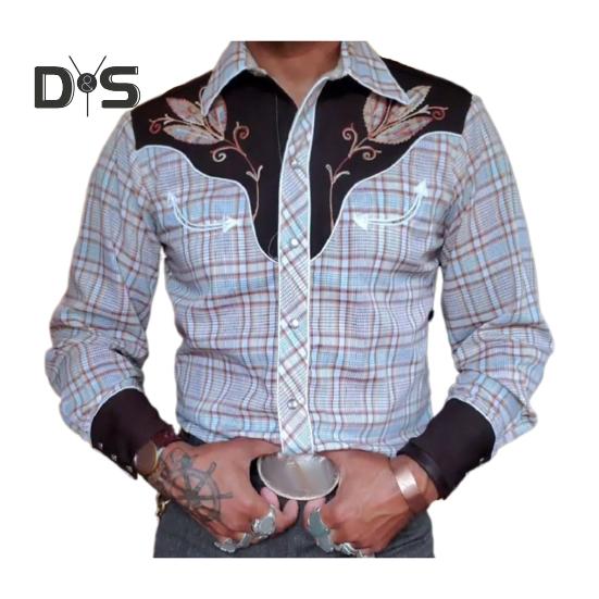 

Мужская весенняя рубашка с винтажным ковбойским принтом в стиле вестерн, однобортная приталенная рубашка с длинным рукавом и отложным воротником на пуговицах, уличная одежда, повседневная деловая рубашка-кардиган L синий