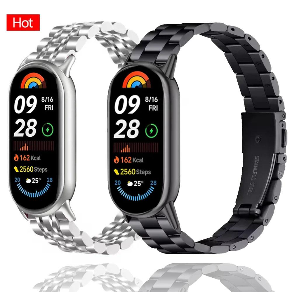 Stainless Steel Strap for Xiaomi Mi Band 10/9/8 Women Men Metal Watch Correa for Miband 8/9 Replacement Wristband Bracelet