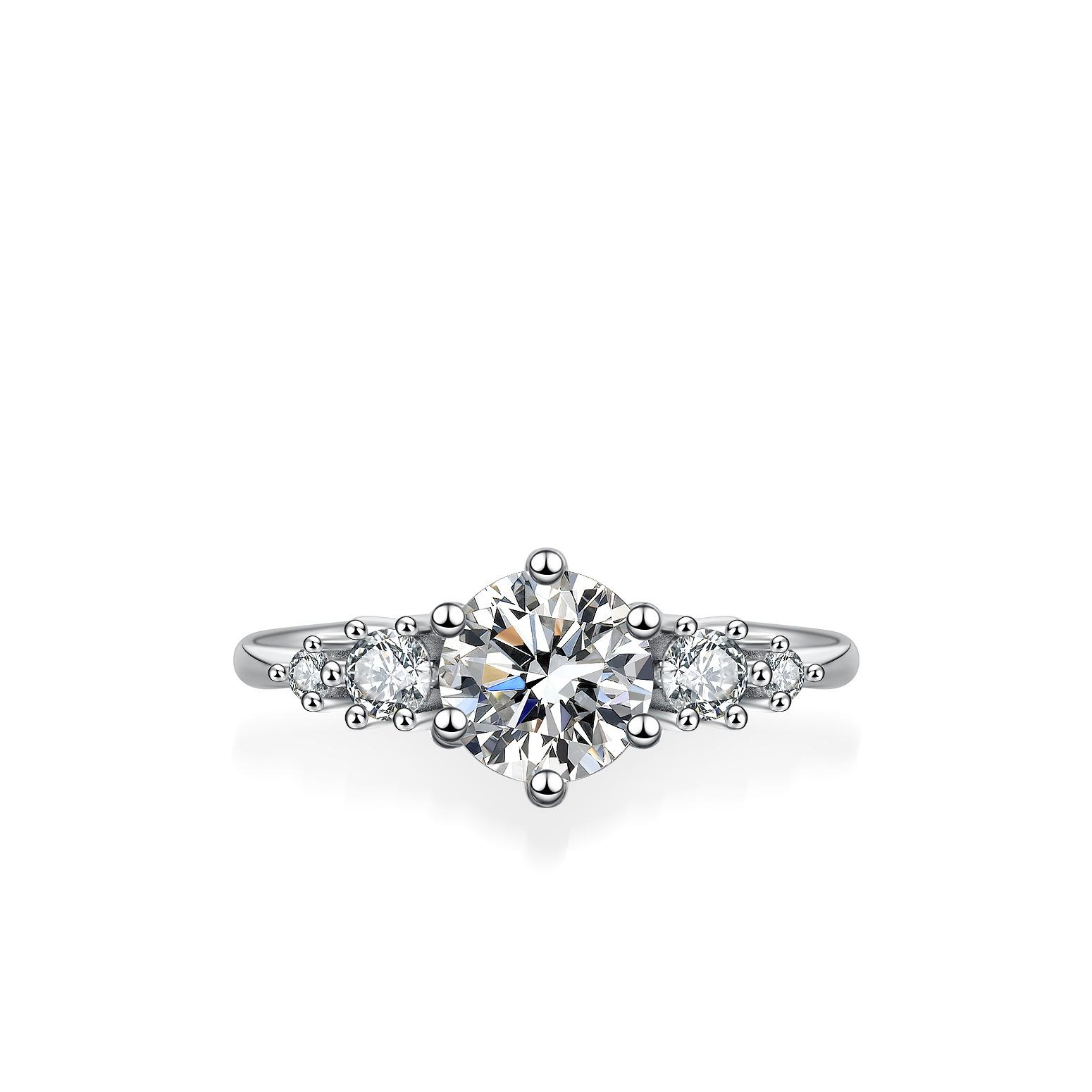 

1CT Half Bezel Moissanite Ring for Women S925 Sterling Silver Solitaire Engagement Ring Certified Jewelry Gift 5&1CT