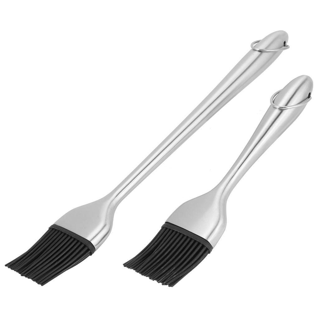 2Pcs Set Stainless Steel Oil Brush with Food Grade Silicone Barbecue Baking Oil Brush for Home