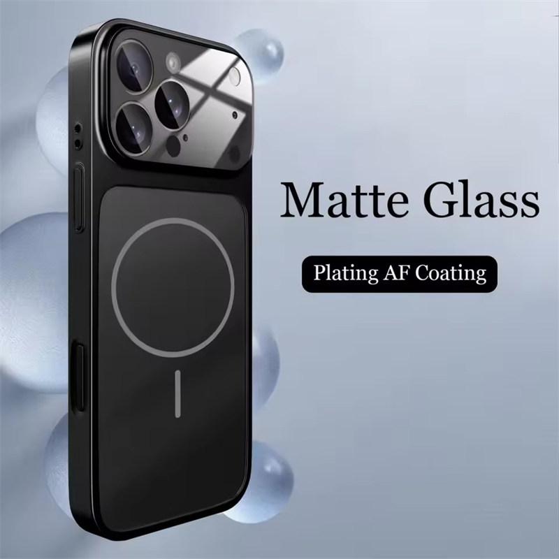 Glass Nano Matt Deksel For iPhone 17 Air 16 15 14 13 Pro Max 17Pro Magnetisk For Magsafe Trådløs Lading Armor Funda