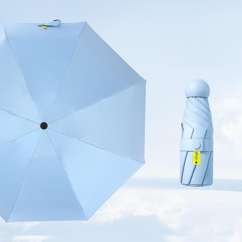 

Ultra-Light 5-Fold Umbrella Vinyl 8-Bone Parasol Protection Against Ultraviolet Sun Umbrella Rain Dual-Purpose Folding Pocket Iron&8K