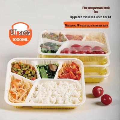 Disposable 5-Compartment Meal Prep Containers