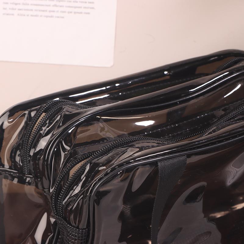 1 Stück doppelstöckiger Kosmetik-Organizer mit großer Kapazität, tragbare Reise-Waschtasche für Damen, transparente wasserdichte Make-up-Tasche