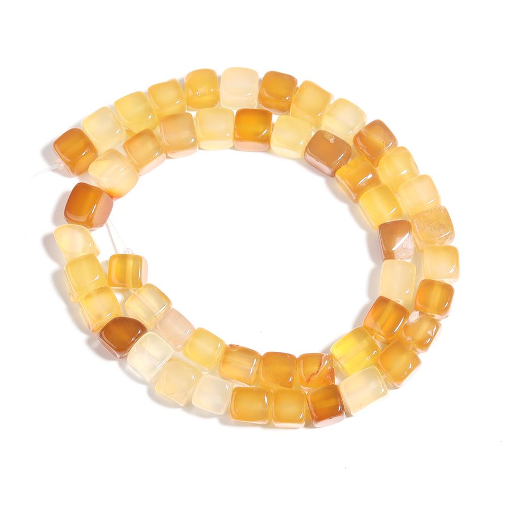 Natural Stone Square Beads 8mm Striped Agate Tube Stone Loose Spacer Beads For Jewelry Making Accessories DIY Bracelet Keychain