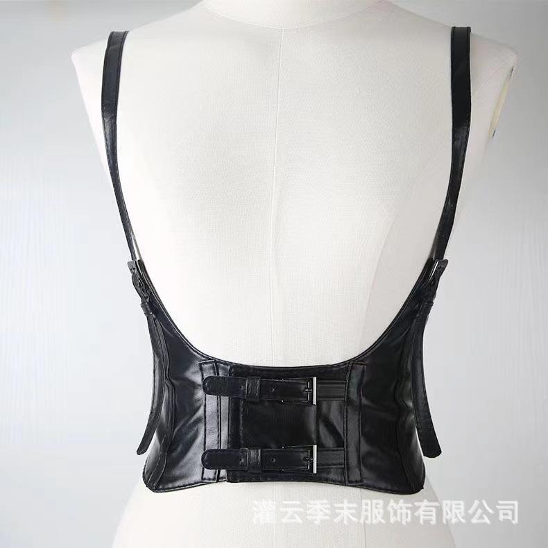 

European and American fashion strap-type waist seal decoration black ins punk style waist seal vest waistband outer wear vest accessories