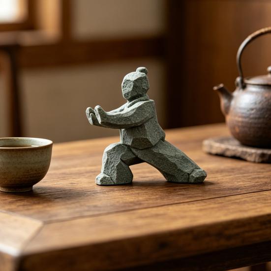 Scultura Tai Chi, Decorazione Compatta di Arti Marziali Kung Fu per Scrivania, Tavolino da Tè e Mensola per Curiosità, Animale da Tè Multifunzionale e Ornamento da Studioso