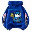 Car Lightning McQueen Cartoon Children Hooded Sweatshirt Boy Girl Autumn Winter Daily Outdoor Casual Warm Soft Sportswear