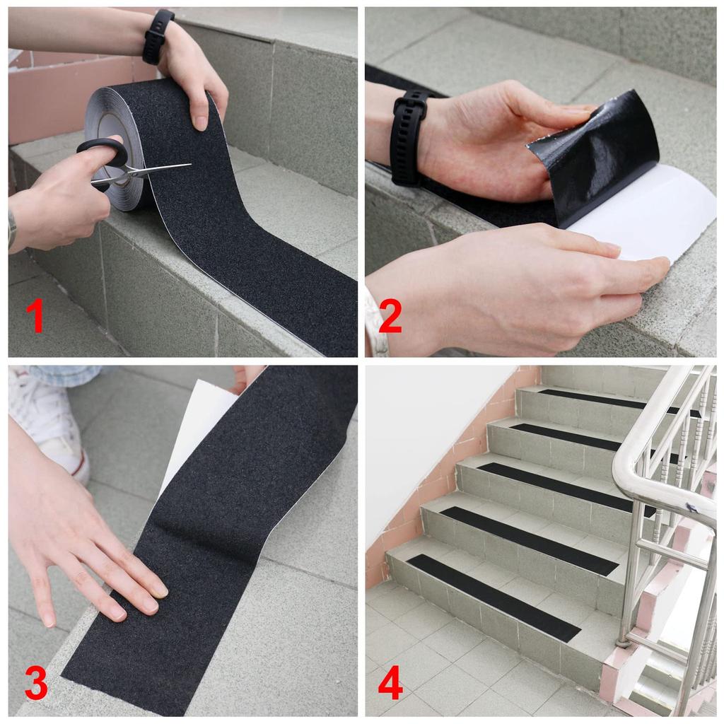 BOMEI PACK Anti-Slip Tape, 100mm Wide, 15M, Waterproof, Adhesive Tape for Stairs, Step Ladders, and Floors, Indoor and Outdoor Use, Prevents Falls and