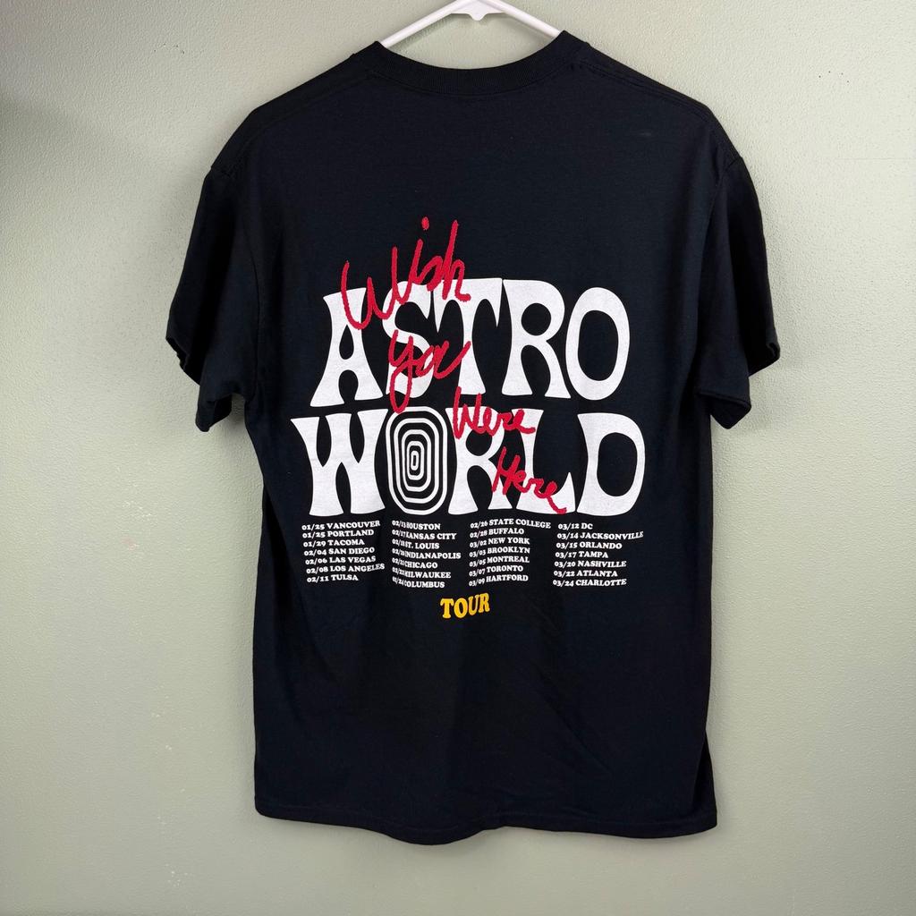 Travis Scott Astroworld Tour T-Shirt Mens Medium Black Wish You Were Here 2019 Unisex T-Shirt