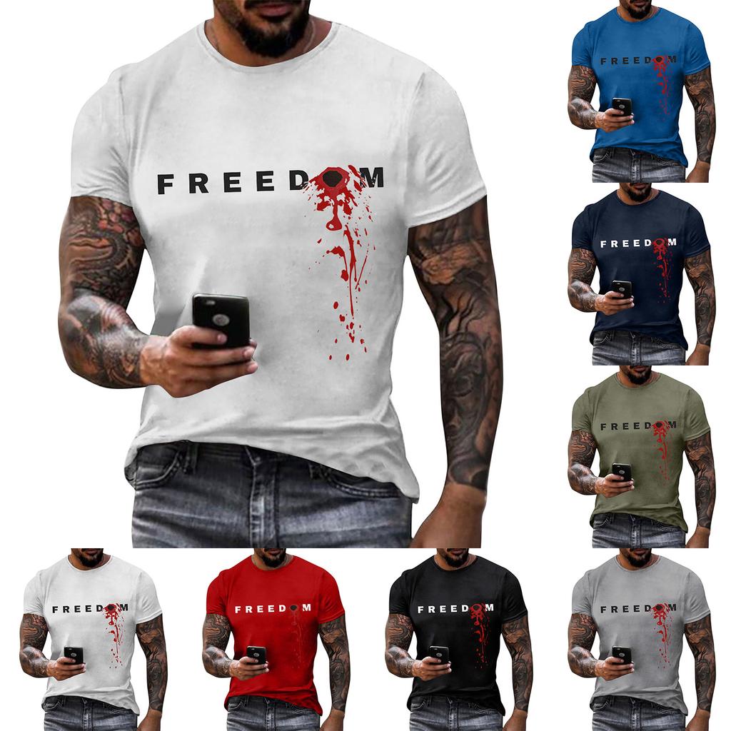 Men's Printed Short Sleeve T-Shirt Men's Loose Casual Short Sleeve Top
