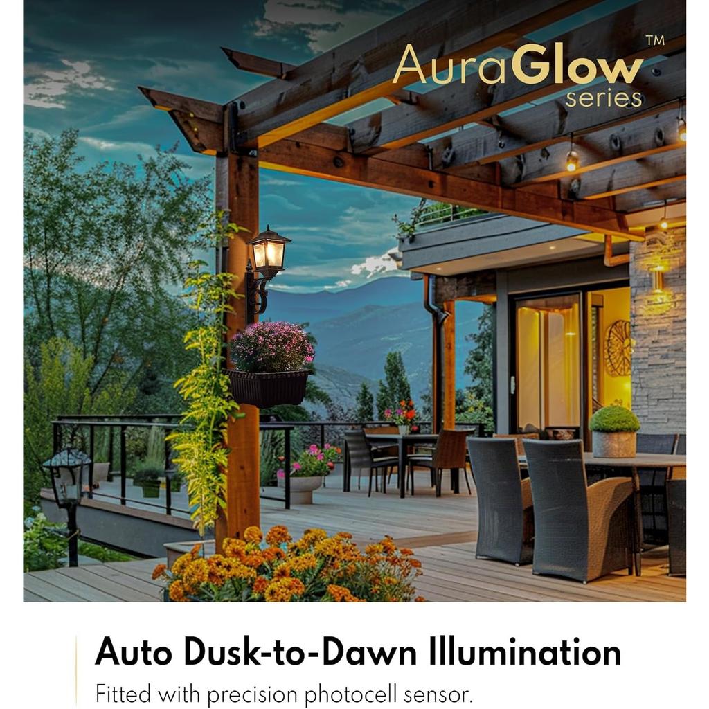 2-in-1 Outdoor-Blumentöpfe für echte oder künstliche Blumen, Solarlampen-Pfostenleuchten - Wandmontage oder freistehend, Wasserdichte Dekorationslampe