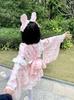 XHSUKADO Dress Set and Perfect for and Other Japanese Includes a Rabbit Mini and Cute Check Long Size Women's 4-Piece (Spring, Summer, Fall) - Kimono,