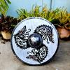 60.96 Cm Wooden Shield Dragon Print Medieval Viking Shield Replica Valhalla Shield Fenrir Gray Battle Worn Shield