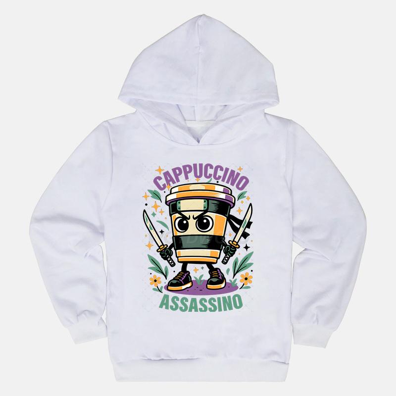 Cappuccino Assassin Kids Clothes Fashion Casual Hoodies Italian Brainrot Funny Gift for Baby Girl Boy New Sweatshirts Outfits