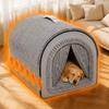 Enclosed Pet Bed with Curtain Flaps Detachable for Sleeping