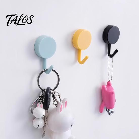 Damage Free Wall Hooks 10PCS Adhesive Hooks, Decorative Multi-colored Plastic Hangers, No Storage Organizers Drilling Required Colorful for