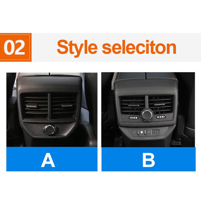 For Peugeot 3008 5008 GT Hybrid 2016-   ABS Car Rear Armrest Box Air Vent Outlet Trim Cover Decoration Accessories