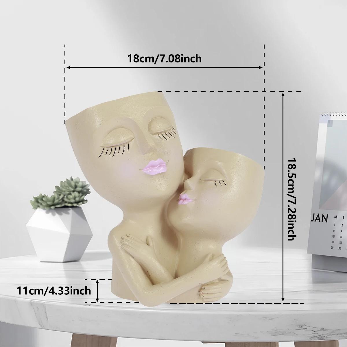 

1/2 шт. Креативний квітковий горщик з смоли, милий горщик для сукулентів у вигляді обличчя дівчинки з дренажним отвором, настільний горщик для кімнатного та вуличного декору 1Pcs хакі