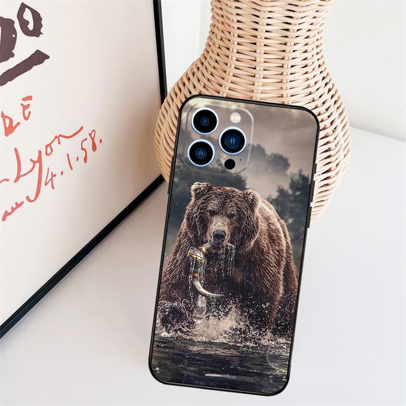 Grizzly Bear Phone Case For iPhone 16 Pro Max 14 13 12 11 15 17 Pro Max mini 15 16 Plus 16e Back Cover