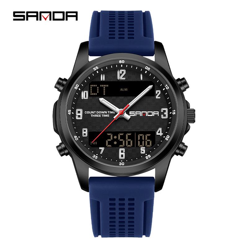 SANDA Multifunctional Luminous Student Watch - Classic, Fashionable, Waterproof with Timer & Alarm.
