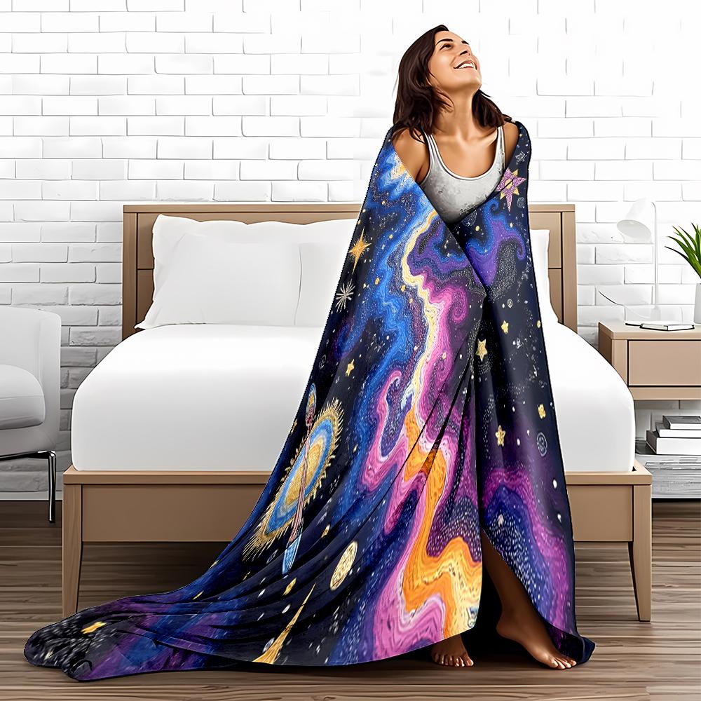 Galaxy Cosmic Stars and Nebula Pattern Decorative Area blanket blanket blanket, suitable for use in the bedroom, living room, on the sofa