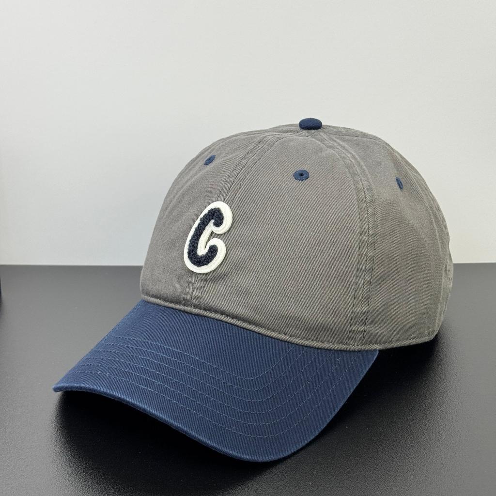 Fashion Hat Retro Color Matching Towel Embroidery C Standard Baseball Cap Men's and Women's Fashion Versatile Shade Cap Show Face Small Trend Couple