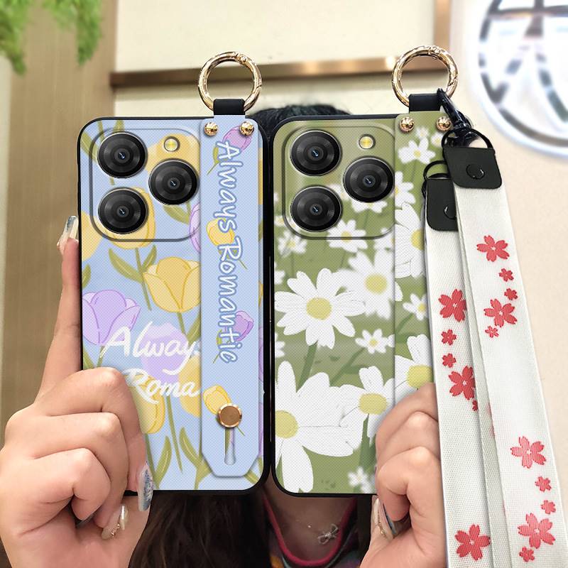 Waterproof Durable Phone Case For Blackview Shark9 5G Soft case Ring Oil Painting Protective Shockproof Wristband Flower