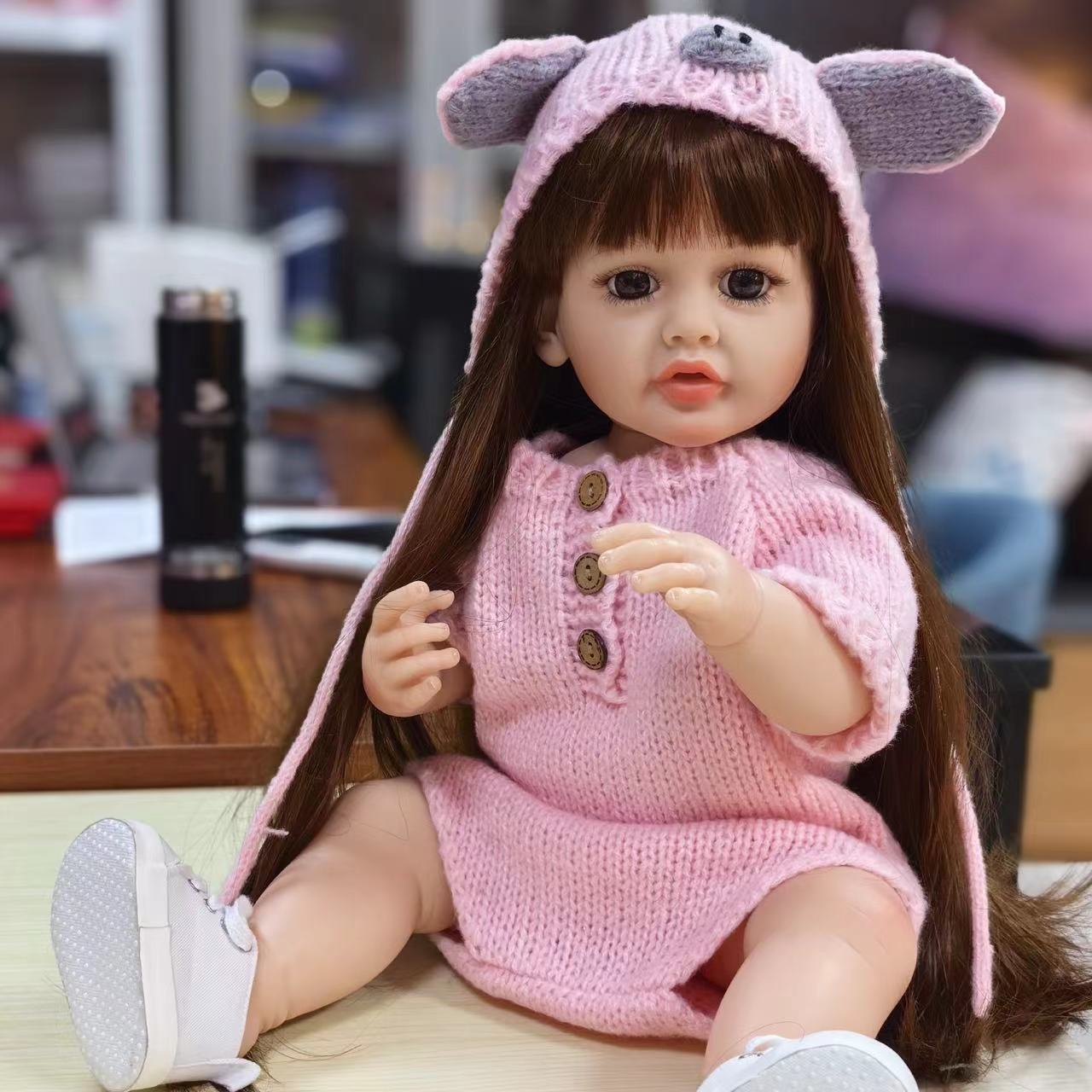 

KEIUMI 22-дюймовая кукла-реборн для маленьких девочек-близнецов 55 см, кукла для косплея, свинья розового и серого цвета, реалистичная Bebe, новорожденный для детей, подарки на день рождения и Пасху