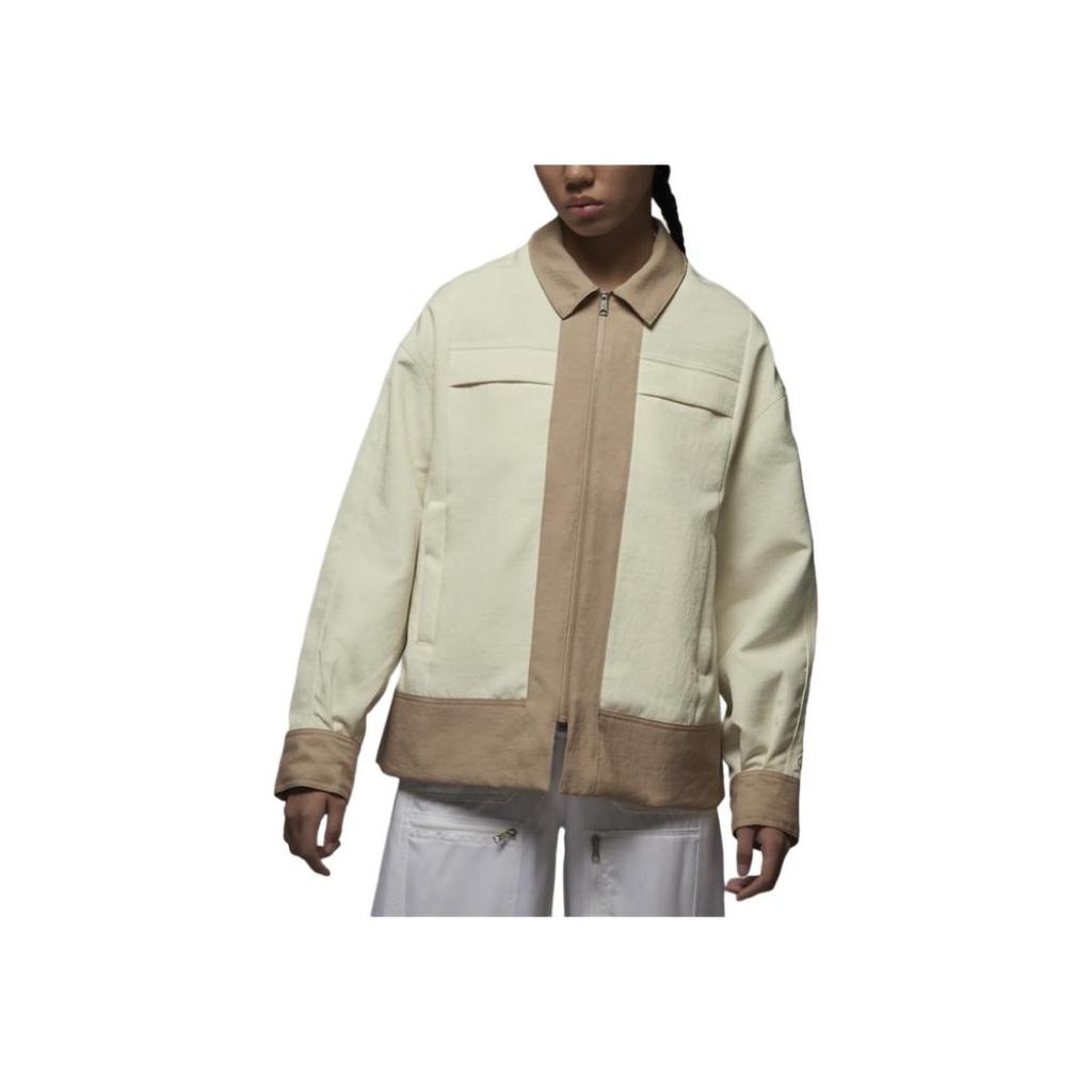 Jordan Solid Color Zip Pocket Polo Long Sleeve Jacket Women jackets Coconut Dessert DX0505-113