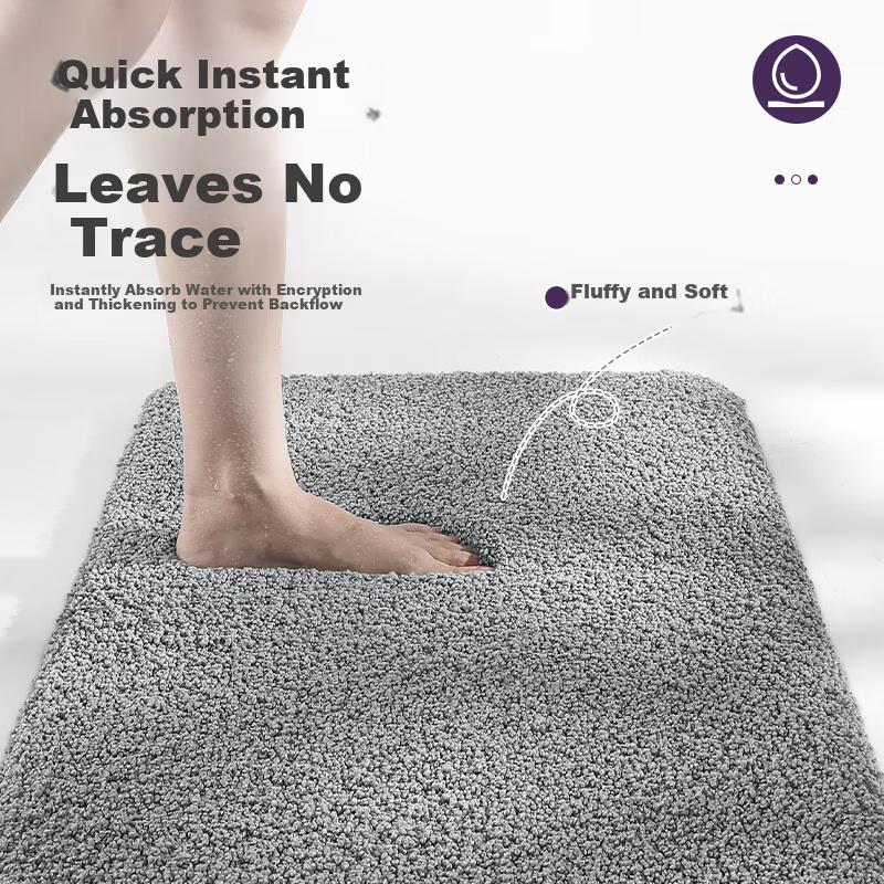 DeXi Bathroom Doorway Absorbent Mat, Toilet And Bathroom Foot Mat, Non-Slip Water-Absorbing Floor Mat, 50x80cm