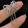 Elegant Rhinestone Bow Tassel Earrings for Women – Trendy Light Luxury Ear Ornaments